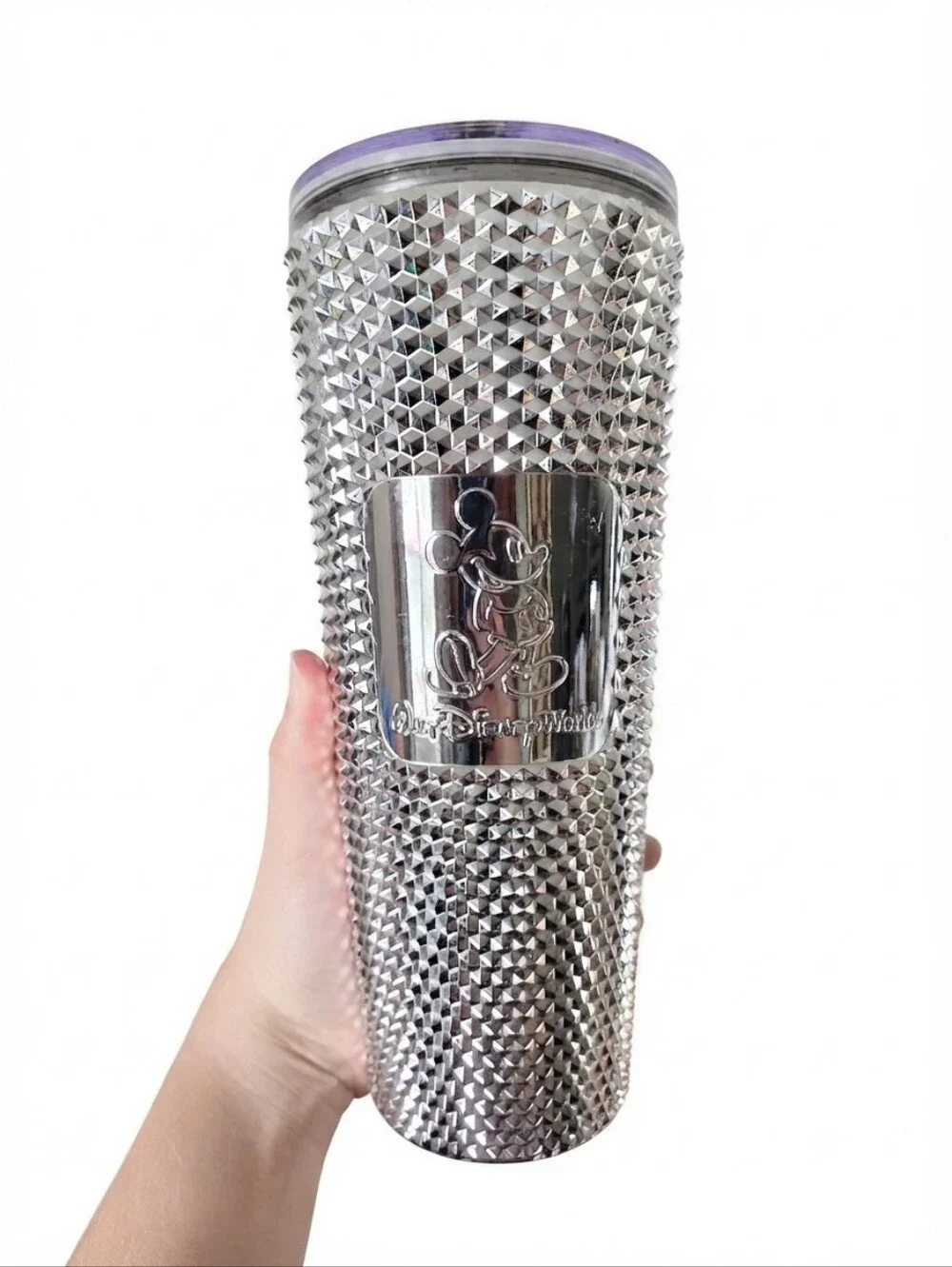 Starbucks Disney Parks 100 Anniversary Platinum Silver Bling Studded Tumbler 24